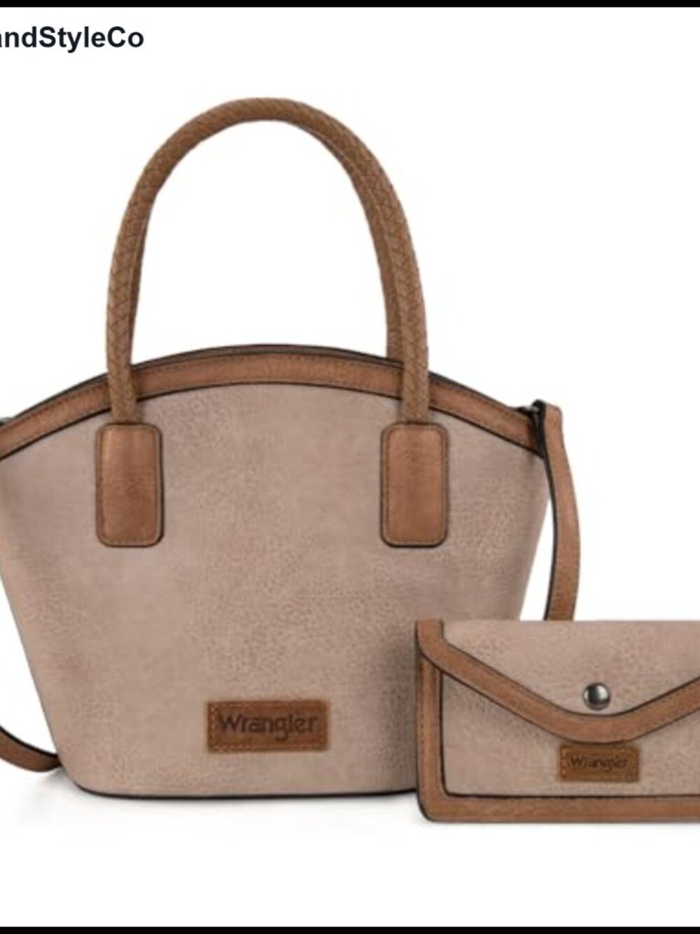 Wrangler Distressed Woven Handle Crossbody Tote Bag with Small Wallet Purse